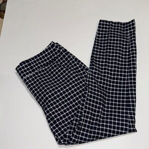 Loft Modern Skinny Ankle Pant Size 4 Navy and White Plaid Office Teacher Work